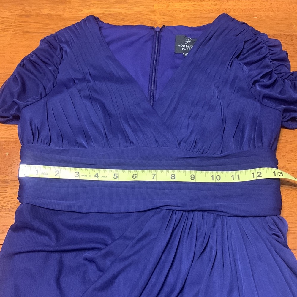 Adrianna Papell Women's Size 2P Petite Draped Ruched Mesh Maxi Dress Indigo Blue - Picture 11 of 13